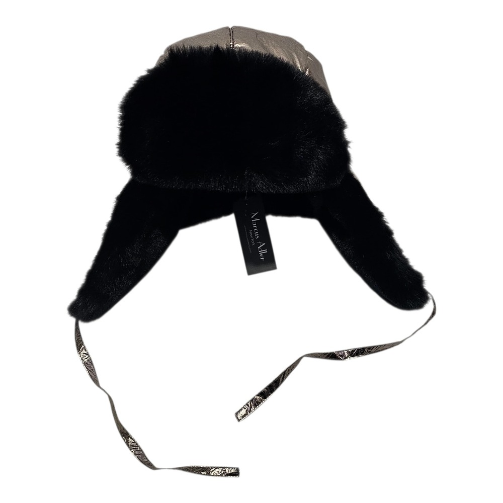 Marcus Adler Metallic Faux Fur Trapper Hat Hematite Gunmetal One Size - Picture 5 of 7